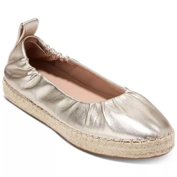 Cole Haan Seaboard Metallic Leather Espadrille Ballet Flats shoes women size 11 - Picture 1 of 11